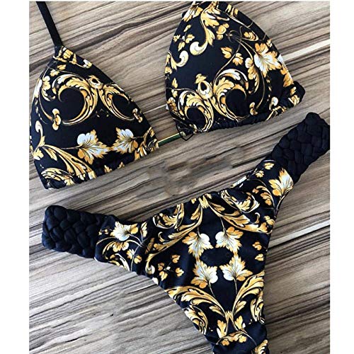 Bikini Bikinis Mujeres Traje De Baño Push Up Bikini Set Traje De Baño Parte Superior Estampado Inferior Sólido Biquini Brasileño Traje De Baño Ropa De Baño Playa M Xbkd03