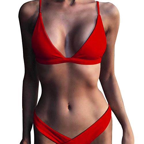 Bikini Conjunto De Bikini Sólido para Mujer Bikinis Sexy Traje De Baño De Cintura Baja Traje De Baño Traje De Baño Retro De Verano Ropa De Playa Amarilla para Mujer Biquini L