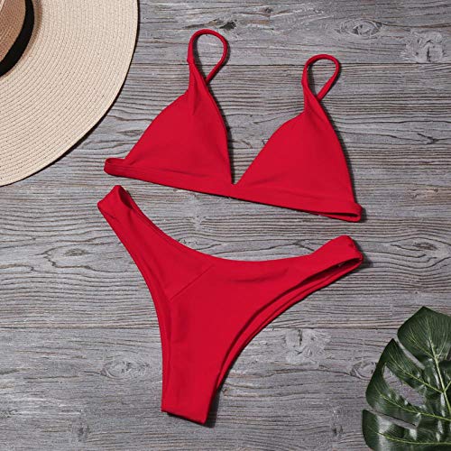 Bikini Conjunto De Bikini Sólido para Mujer Bikinis Sexy Traje De Baño De Cintura Baja Traje De Baño Traje De Baño Retro De Verano Ropa De Playa Amarilla para Mujer Biquini L