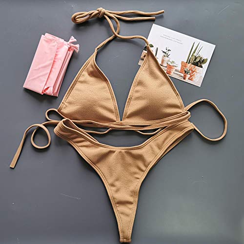 Bikini Trajes De Baño para Niñas Bikini Copa Pequeña + Estilo De Corte Alto Biquini De Playa Sólido Negro/Blanco Micro Trajes De Baño Tanga Bikinis L Showcolor