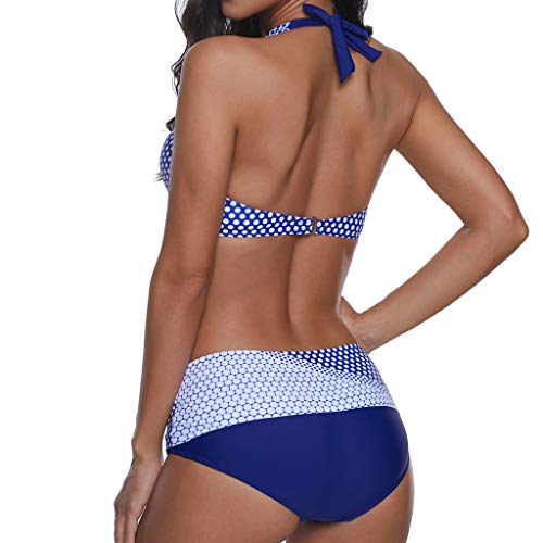 Bikinis Mujer 2019 Push up Sexy de Lunares de Playa Conjunto de Traje de BañO Estampado Bohemio BañAdores con Relleno Sujetador Tops y Braguitas Ropa de Playa vikinis riou (Azul, S)