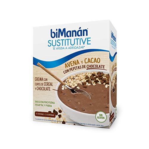 BIMANAN - Vegetal - Sustitutivos para Adelgazar, Crema avena cacao, 5 uds, 275 g