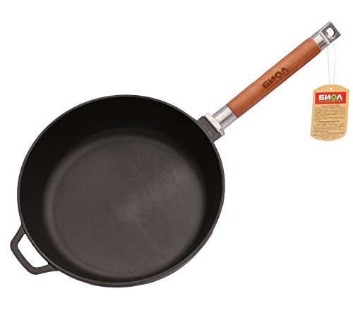 Biol Sartén de hierro fundido con mango desmontable de madera extraíble 24 cm Negro