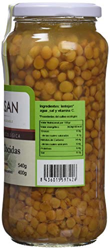 Bionsan Lentejas Cocidas Ecológicas - 4 Botes de 400 gr - Total : 1600 gr