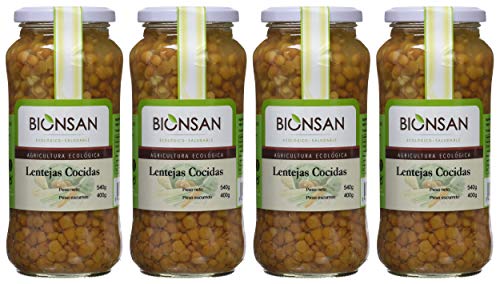 Bionsan Lentejas Cocidas Ecológicas - 4 Botes de 400 gr - Total : 1600 gr