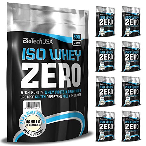 BioTech USA Iso Whey Zero 1 x 500g bolsa - Chocolate + C.P.Sports Shaker amarillo - adquirible 100% Whey, polvo aislado