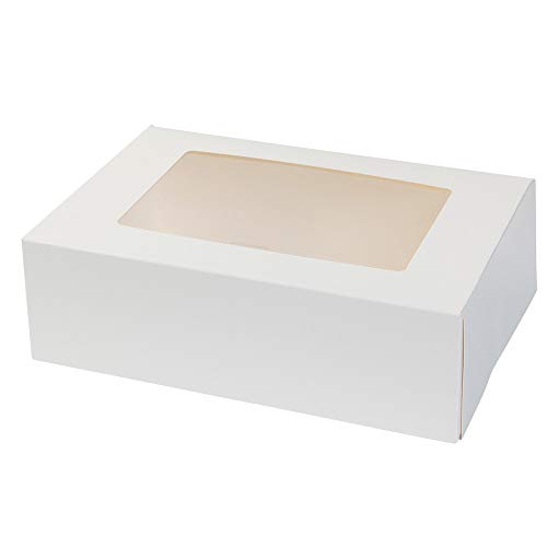 BIOZOYG Cajas para 6 Magdalenas, Cupcake Muffin con Inserto y Ventana de visión Grande I 25 Pieza de Cajas para pastelería Cajas de Regalo Bio Caja Blanca para Llevar Caja de cartón Biodegradable