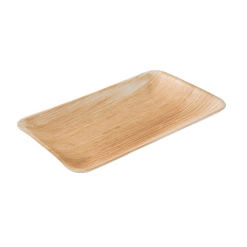 BIOZOYG DTW05329 Plato de Hoja de Palma, 25 uds, Rectangular, Plano, 25x15 cm, Biodegradable