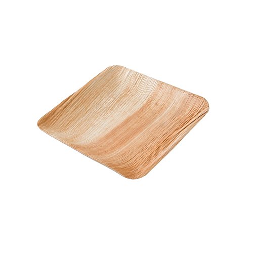 BIOZOYG DTW05359 Plato de Hoja de Palma, 25 uds, Cuadrado, 20x20 cm, Biodegradable