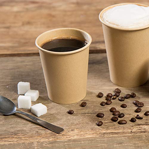 BIOZOYG Taza Bio degradable Desechables I Tazas Desechables Tazas de Papel con Capa de PLA I 50 Piezas de Taza para Llevar café I Taza de Papel marrón sin blanquear 200 ml 8 oz