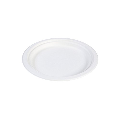 BIOZOYG Vajilla ecológica de bagazo desechable I 50 Piezas Platos de caña de azúcar Blanca Redondo blanqueada 22 cm I Vajilla Desechable Bio Plato de Comer Plato de Fiesta