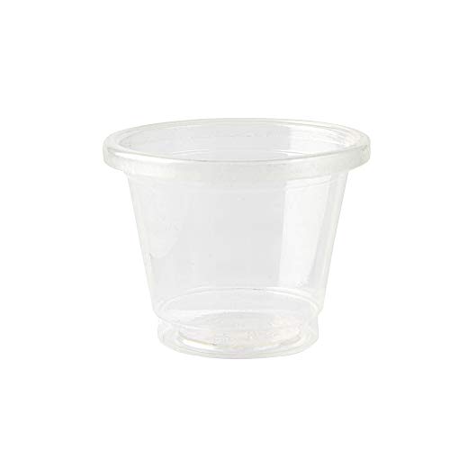 BIOZOYG Vaso compostable Chupito para Fiesta Transparente 100 Pieza 30ml/1oz I PLA Vaso Copa desechable para Licor I Vaso Biodegradable Tipo Copa para Bebida: Aguardiente, Chupito o Carajillo