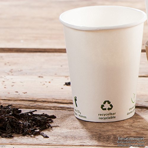 BIOZOYG Vaso de café Cartón I Vajilla compostable y Biodegradable I Vaso de Bebida Vaso Hecho de cartón I desechable Vaso de café Blanco con impresión Icone 50 Piezas 200 ml 8 oz