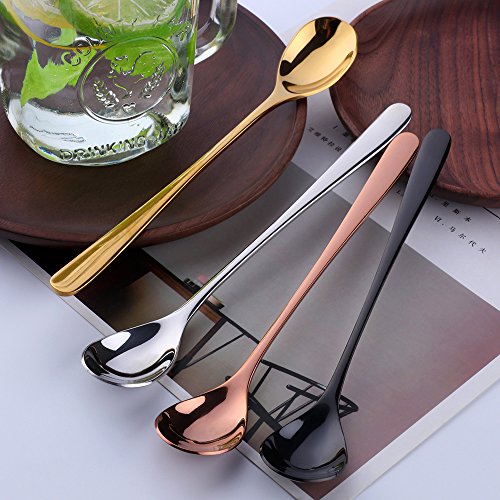 Bisda 8 Piezas Ice Tea Spoons Acero Inoxidable Long Handle Bar Mezclando Agitación Cuchara para Helado Smoothie Cocktail