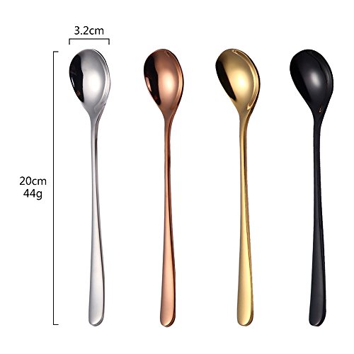 Bisda 8 Piezas Ice Tea Spoons Acero Inoxidable Long Handle Bar Mezclando Agitación Cuchara para Helado Smoothie Cocktail