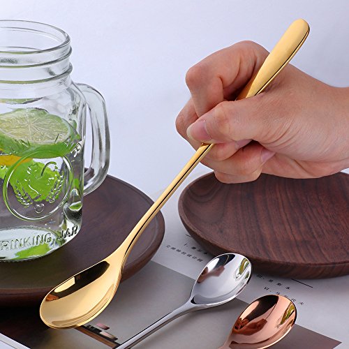 Bisda 8 Piezas Ice Tea Spoons Acero Inoxidable Long Handle Bar Mezclando Agitación Cuchara para Helado Smoothie Cocktail