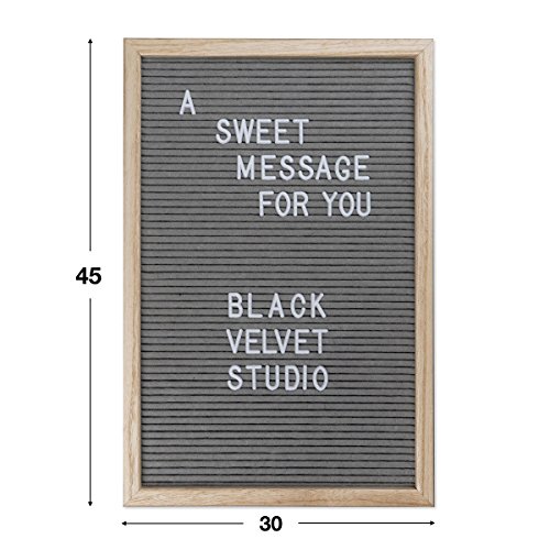 Black Velvet Studio Tablero Letras Word Madera y Fieltro, Color Natural y Gris. 145 Letras 45x30x2,5 cm.