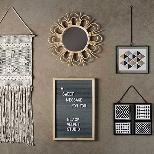 Black Velvet Studio Tablero Letras Word Madera y Fieltro, Color Natural y Gris. 145 Letras 45x30x2,5 cm.