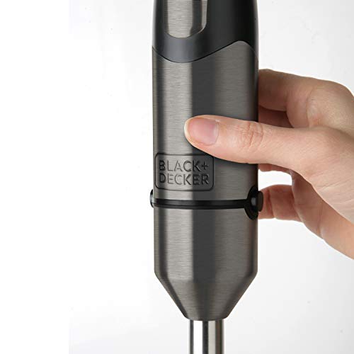 Black+Decker BXHBA1000E Batidora de mano, 3 Accesorios, 1000 W, Acero Inoxidable, 20 Velocidades, Gris