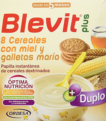 Blevit Plus Duplo 8 Cereales con Miel y Galletas María, 1 unidad 600 gr. A  partir de los 5 meses.