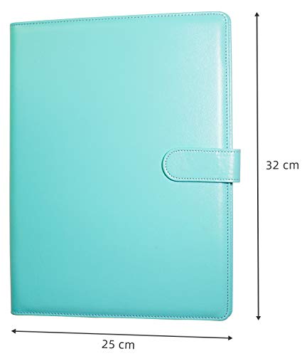 Bloc de notas,Carpeta A4, Carpeta Con Pinza Clip, Carpeta Piel, Portapapeles Para Carta Estándar de Papel A4, Portafolios de cuero sintético con bolsillo interior (Pale Turquoise)