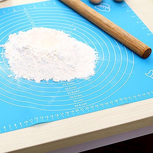 (Blue) - Silicone Baking Bakeware Cooking Mat - 40cm x 50cm Extra Large Professional Blue Kitchen Mat with Measuring Guide Pastry Board Reusable Non-Stick Silicone Baking Mat for Pastry Rolling