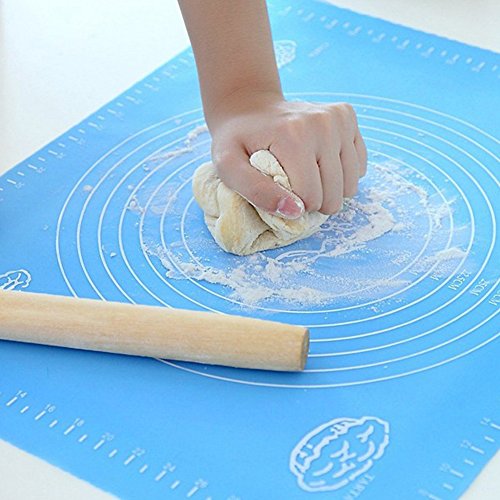 (Blue) - Silicone Baking Bakeware Cooking Mat - 40cm x 50cm Extra Large Professional Blue Kitchen Mat with Measuring Guide Pastry Board Reusable Non-Stick Silicone Baking Mat for Pastry Rolling