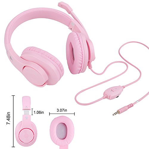 BlueFire Cascos Gaming para PC, Auriculares PS4 Ruido Reducción de Diademas Cerrados Profesional con Micrófono Limpio Sonido 3.5mm (Rosa)