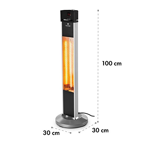 Blumfeldt Heat Guru Estufa por Infrarrojos - Calefactor de pie, Radiador, Calefactor, Alto Rendimiento, MAX 2000 W, 3 Niveles, Eficiente, IP34, Mando, Plata