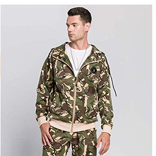 BMDHA Chándal para Hombre de Verano, con Cremallera Completa en francés, Disponible en Tres Colores Diferentes,Beige,XXL