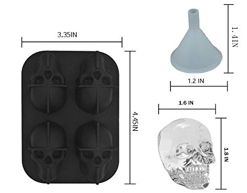 Bochang Mode para Cubitos de Hielo con diseño de Calaveras en 3D, Molde Hielo Calavera, Bandeja de Silicona de Color Negro para el congelador, para Copas de Gin, Whiskys, cócteles o licores Negro