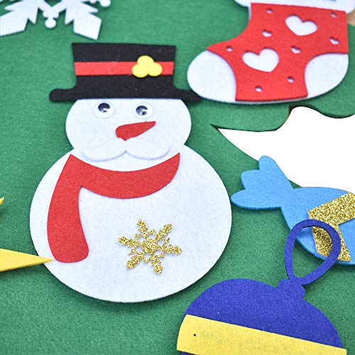 Bodosac Juego de árboles de Navidad de Fieltro de 3.5 pies con Adornos 32 Piezas de Bricolaje decoración de Pared Desmontable para niños decoración de Navidad