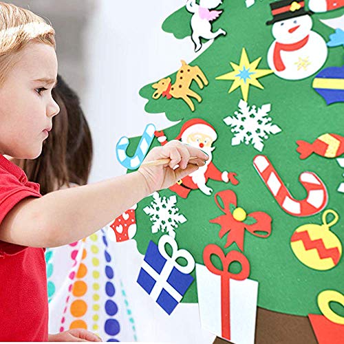 Bodosac Juego de árboles de Navidad de Fieltro de 3.5 pies con Adornos 32 Piezas de Bricolaje decoración de Pared Desmontable para niños decoración de Navidad