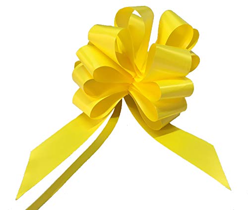 BOLIS - 50 Lazos automáticos de 3 cm para Bodas, Coches, Casas, Bodas, bautizos, graduaciones, comuniones, Gran Lazo (Amarillo), 3 cm