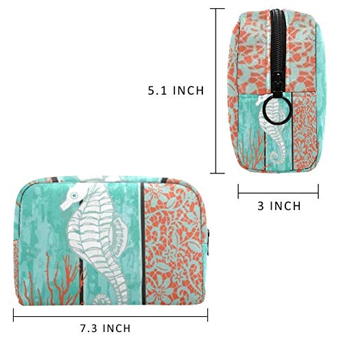 Bolsa de cosméticos Caballito de mar Coral Adorable espacioso Maquillaje Bolsas de viaje Neceser Accesorios Organizador