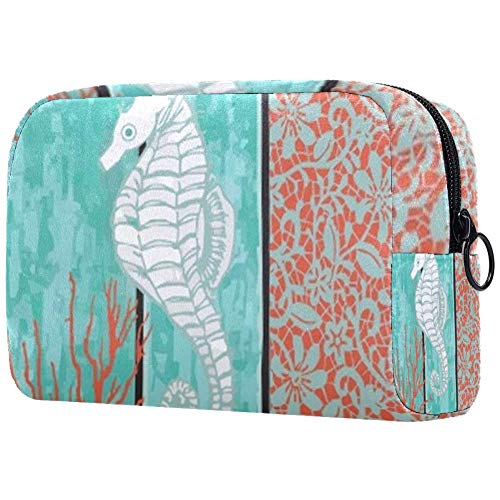 Bolsa de cosméticos Caballito de mar Coral Adorable espacioso Maquillaje Bolsas de viaje Neceser Accesorios Organizador