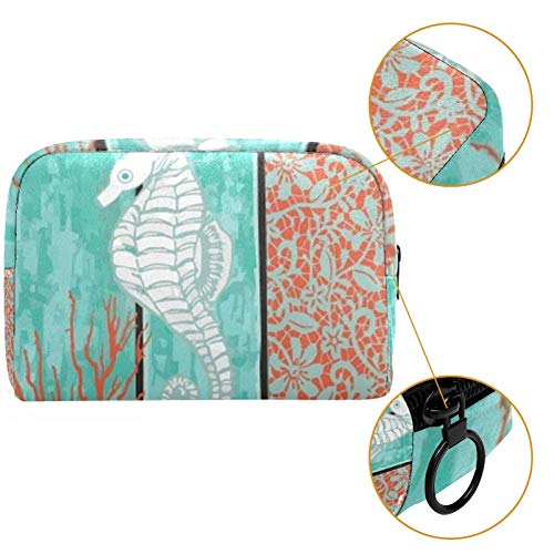 Bolsa de cosméticos Caballito de mar Coral Adorable espacioso Maquillaje Bolsas de viaje Neceser Accesorios Organizador