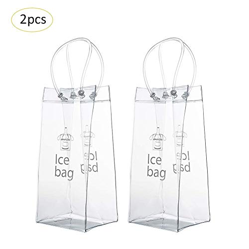 Bolsa De Hielo Transparente De PVC, 2 Paquetes A Prueba De Fugas De Champán, Bolsa De Plástico Transparente De Protección Ambiental De 25x11 Cm, Utilizada En Bares Y Restaurantes