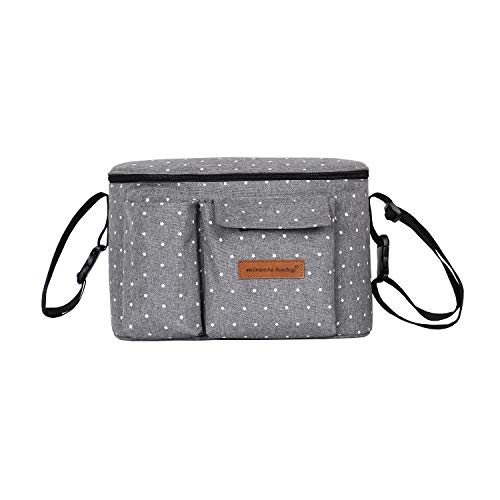 Bolsa Organizadora de Cochecitos para Mamá,Bolsa Carrito Bebe, Multifuncional de Gran Capacidad para Almacenar 31 x 20 x 18 cm(Gris)