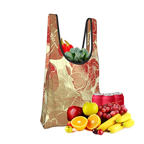 Bolsas de supermercado reutilizables Impresiones Blooming Membrillo Mezcla Repetir Patrones Sin Fisuras Lavable Impermeable Ligero 25X15 pulgadas