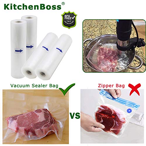 Bolsas de Vacío 4 Rolls 15 * 500cm y 20 * 500cm con Caja de Corte (No Más Tijeras) para Almacenaje de Alimentos,Sous Vide Cocina, BPA Free-Smarthome