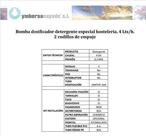 Bomba dosificador detergente especial hostelería y lavandería industrial. 4 Lts/h. 2 rodillos de empuje