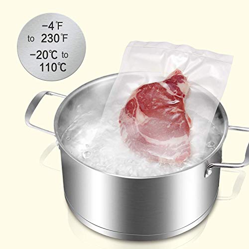 Bonsenkitchen Bolsas de Vacio para Alimentos, 100 Bolsas 20x30 cm Tamaño Estándar para Envasadora al Vacío - Bolsa de Vacío Gofradas para Conservación y Cocción Sous Vide & Boilable - VB8912