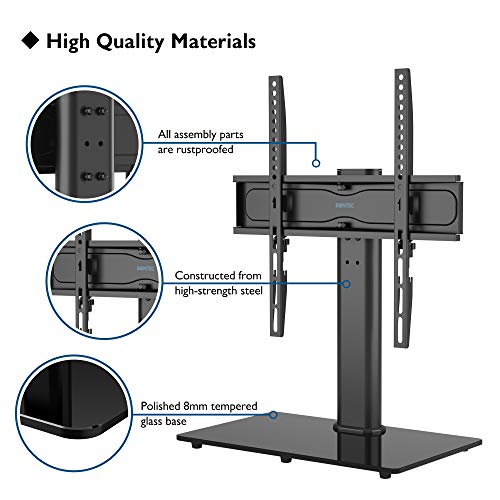 BONTEC Soporte Pedestal TV Peana para TV Giratorio Soporte Mesa TV de 26-55 Pulgadas LED/LCD/Plasma/Curva/Plana, Giratorio & Altura Ajustable Plano y Curvo de hasta 45 kg, máx. VESA 400x400 mm