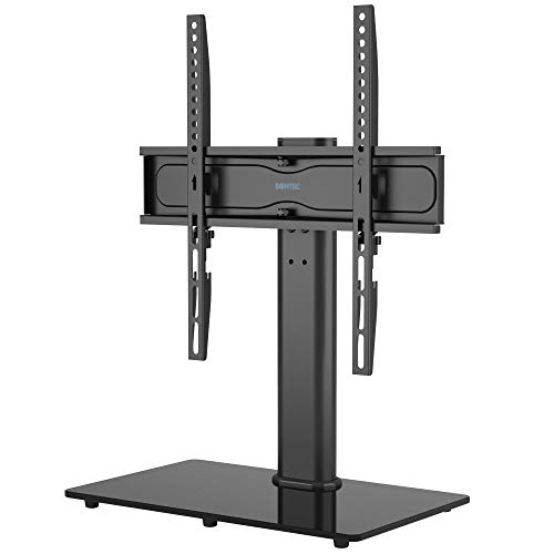 BONTEC Soporte Pedestal TV Peana para TV Giratorio Soporte Mesa TV de 26-55 Pulgadas LED/LCD/Plasma/Curva/Plana, Giratorio & Altura Ajustable Plano y Curvo de hasta 45 kg, máx. VESA 400x400 mm