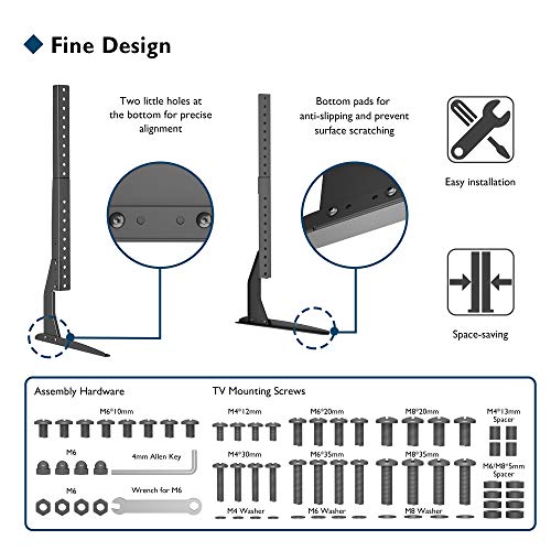 BONTEC Universal Soporte para TV, Pedestal de TV para Television LCD LED Plasma Plano 22-65 Pulgadas, Peanas para TV Carga Máx. 50 kg - VESA Máx. 800x400mm
