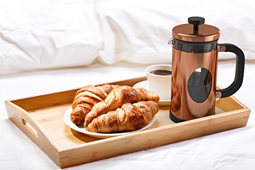 bonVIVO GAZETARO I Cafetera Francesa (French Press) y Prensa Francesa de Embolo Fabricada con Acero Inoxidable - Cafetera Filtro con Acabado en Cobre con Filtros, tamaño: 1 L / 1000ml