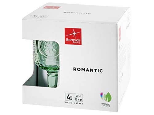 Bormioli Rocco Bormioli Romantic - Juego de 4 copas de cristal, color verde, 32 cl