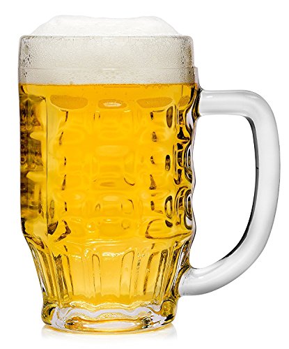 Bormioli Rocco Malles Taza de Cerveza 370ml, con la Marca de Llenado a los 300ml, 6 Vidrio