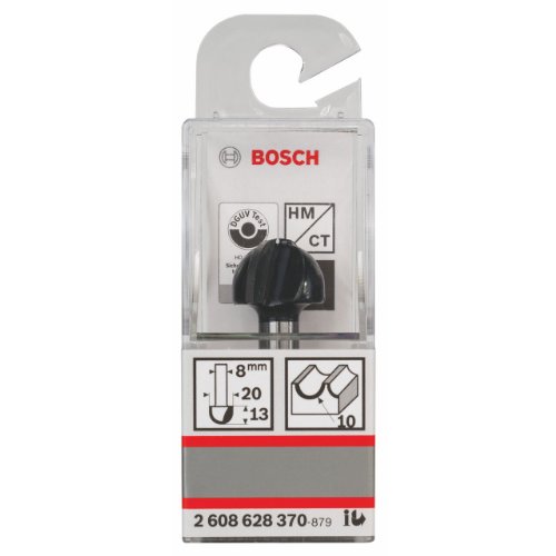 Bosch 2 608 628 370 - Fresas para medias cañas - 8 mm, R1 10 mm, D 20 mm, L 12,4 mm, G 46 mm (pack de 1)